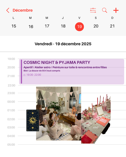 19.12.25- Cosmic night, peinture & pyjama party biot 55€ ( 15€ d'acompte )