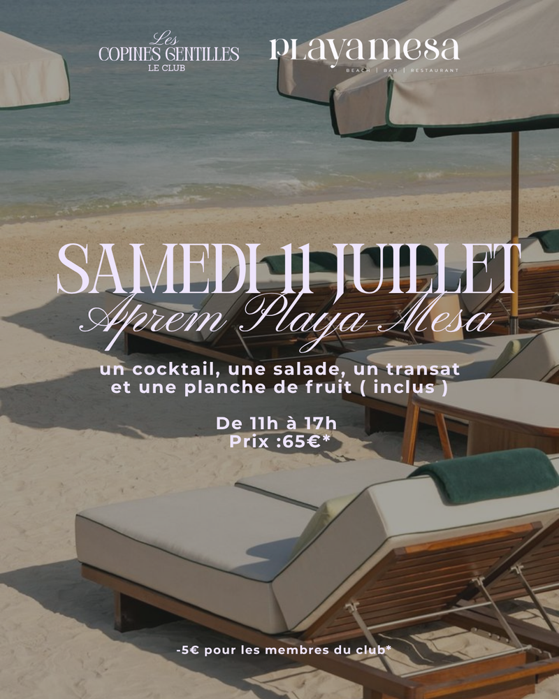SAMEDI 11 JUILLET- BEACH CLUB PLAYA MESA SAINT-LAURENT-DU-VAR 65€
