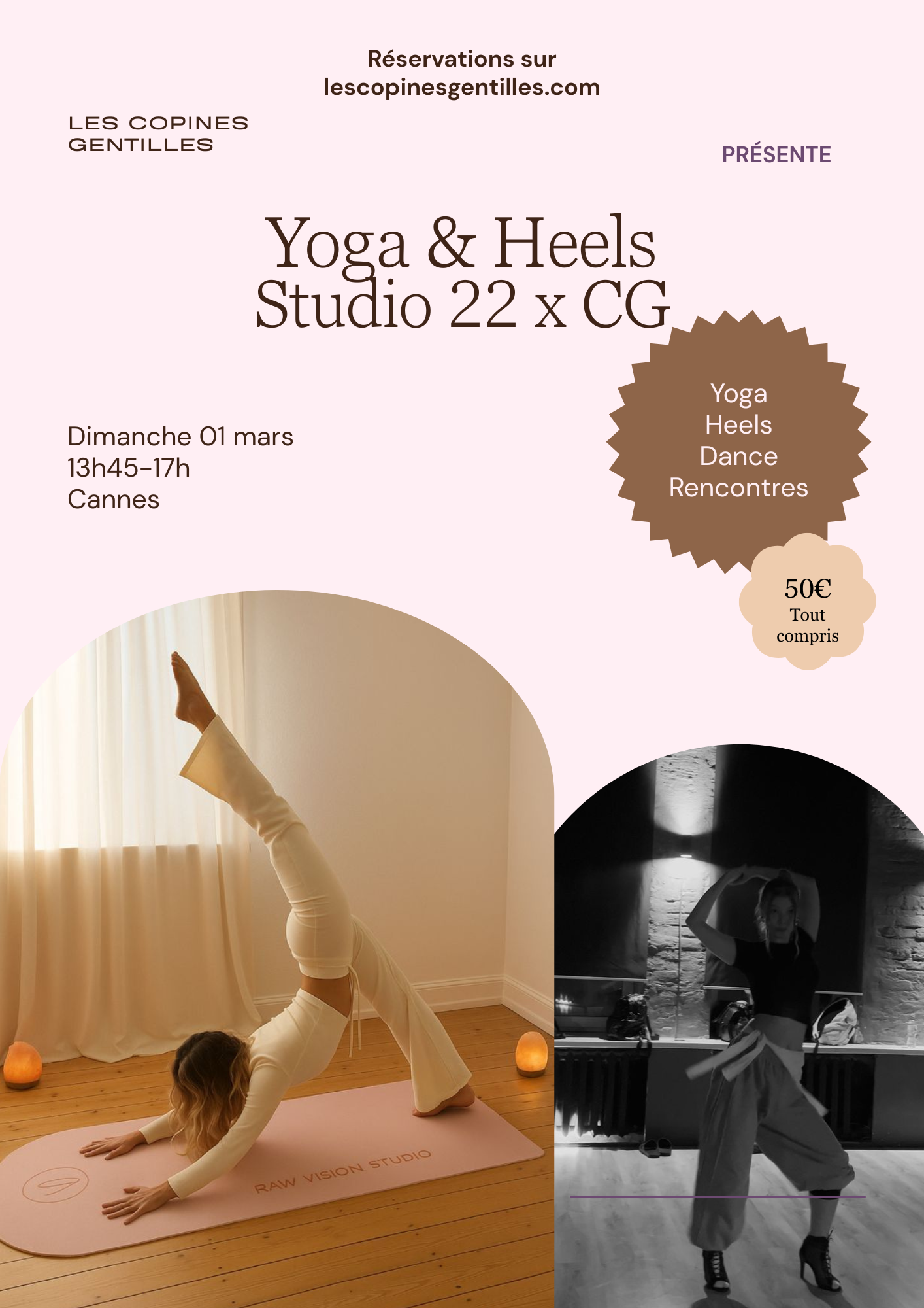 01.03.26 Yoga & Heels Cannes 50€ (20€ d'acompte)