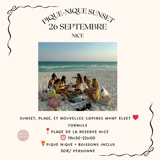26.09.25 PIQUE NIQUE SUNSET NICE 30€ (15€ d'acompte)
