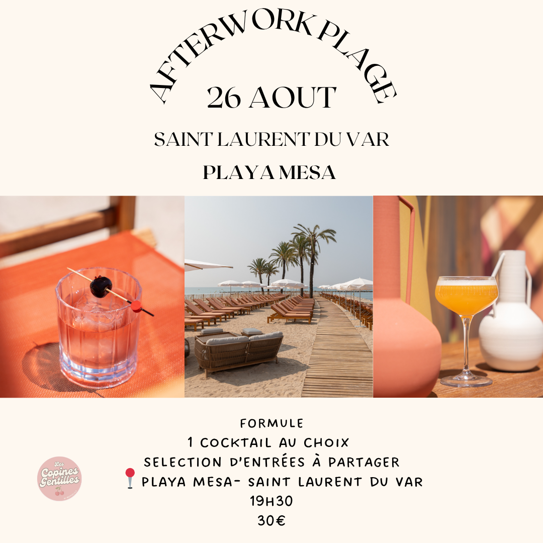 26.08.25-Afterwork sur la plage St Laurent du Var-30€ (15€ d'acompte)