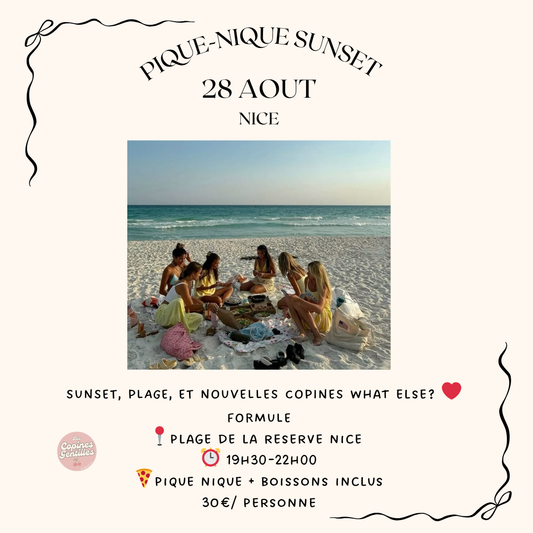 28.08.25-Pique-nique plage sunset Nice.30€ (15€ d'acompte)